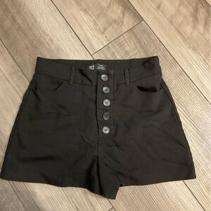 Zara Black High Waist Button Shorts